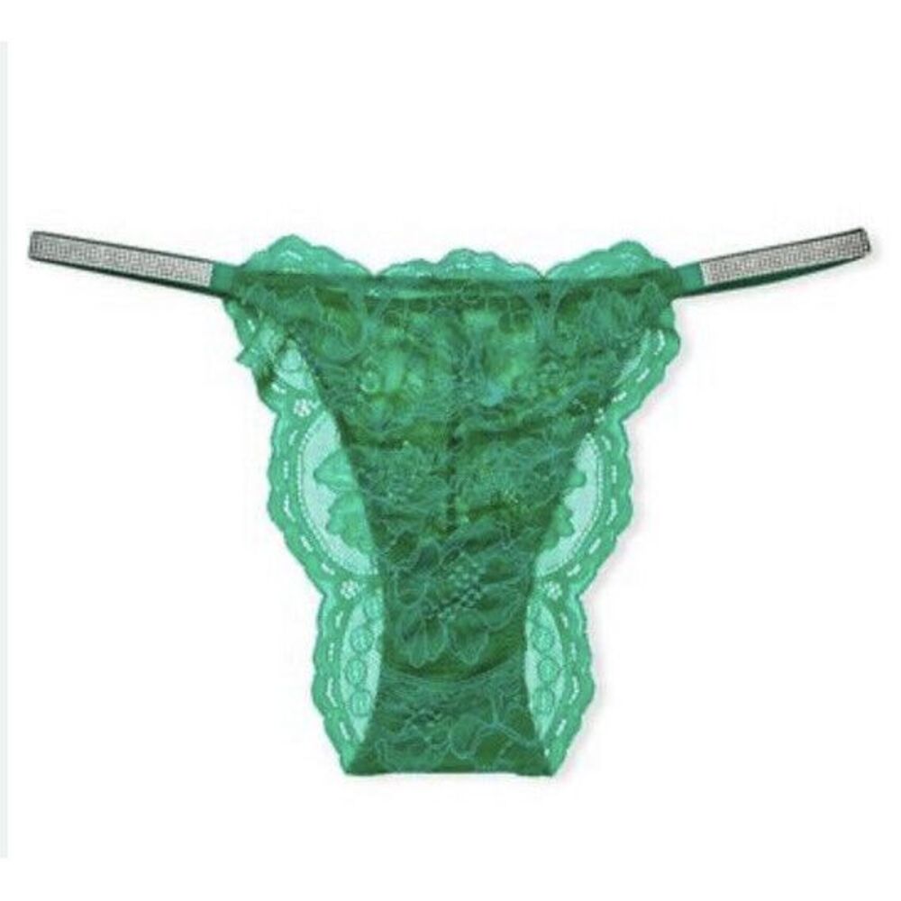 Victoria's Secret Very Sexy Shine Strap Lace Brazilian Sz XL Lucky Clover Green